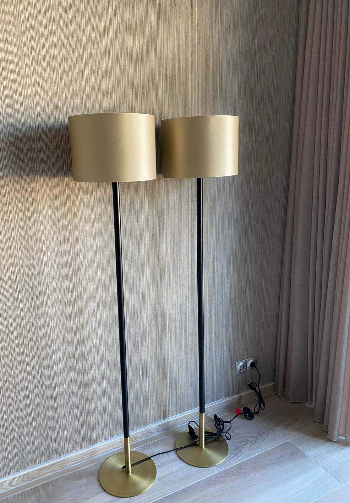 Vloerlamp lampenvoet zwart goud 135 cm - Afbeelding 2