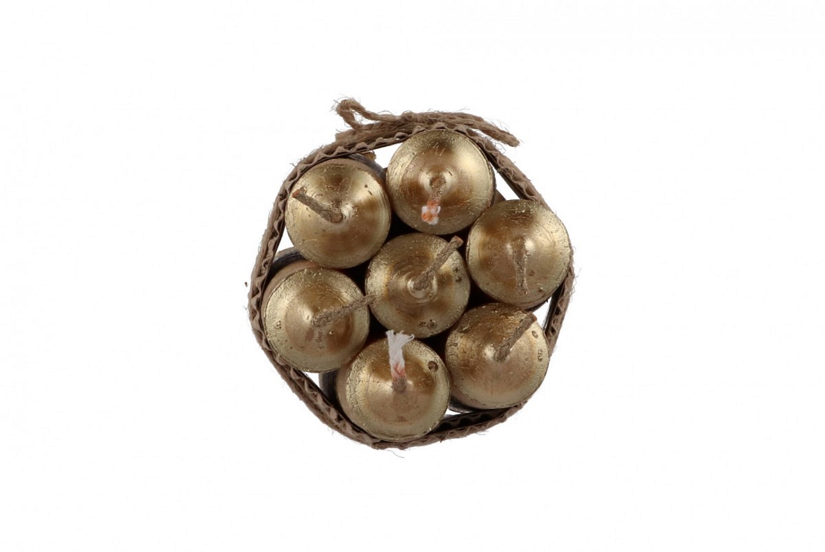 7 gouden kaarsjes gebundeld 12 cm - Afbeelding 2