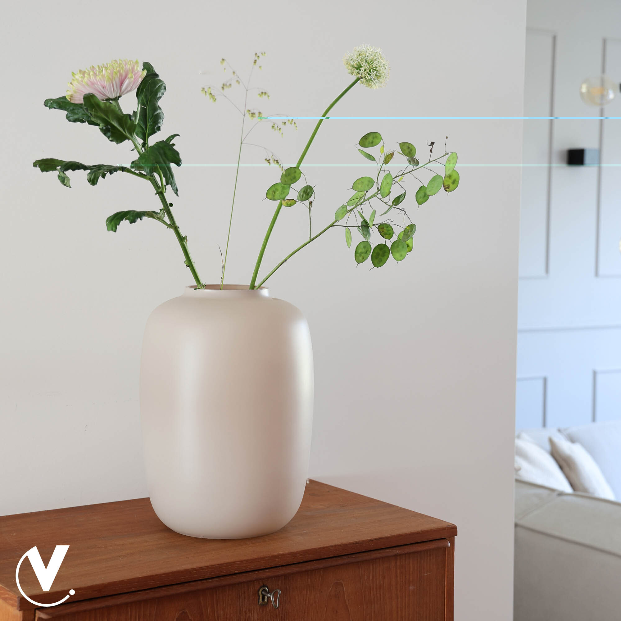 Glazen vaas mat beige zand M – H35 - Afbeelding 2