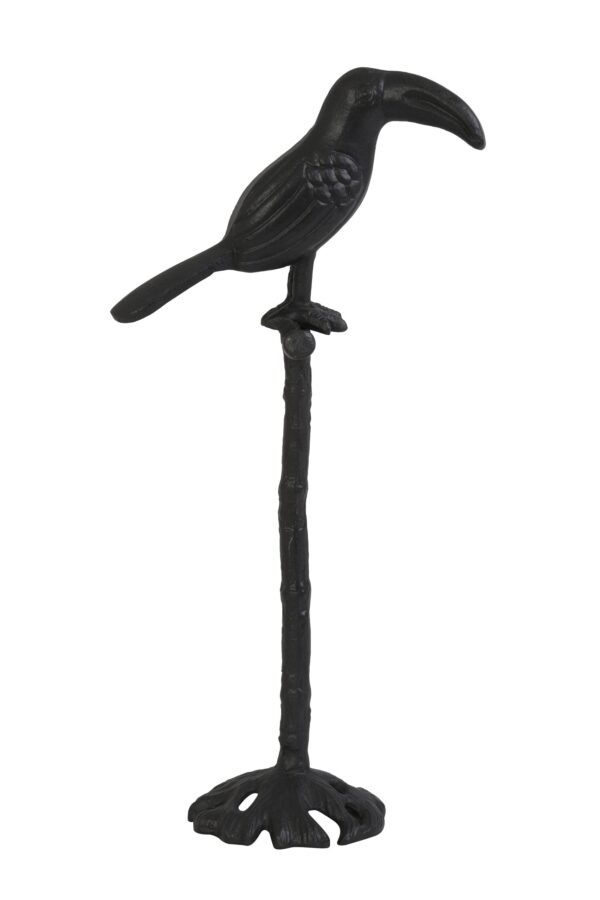 Vogel toekan zwart metaal hoogte 35 cm