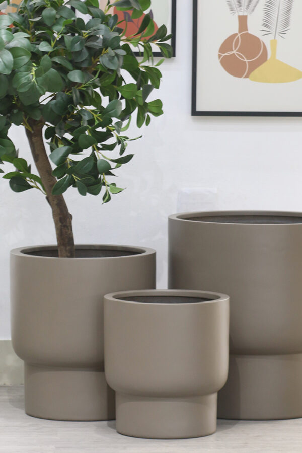 Rosa bloempot taupe L – H60 cm