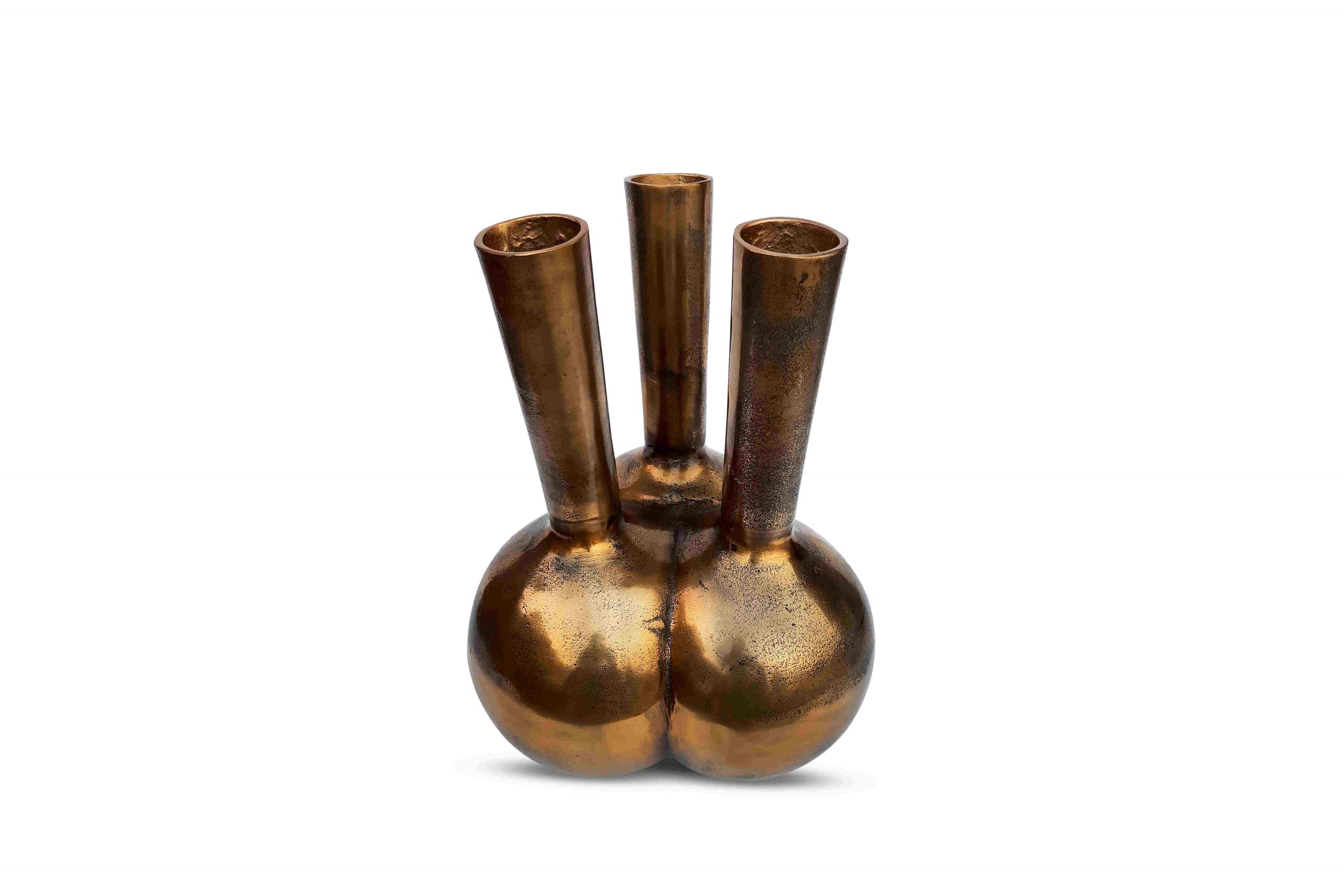 Toetervaas 3 mouth brons/goud - Small - Afbeelding 2