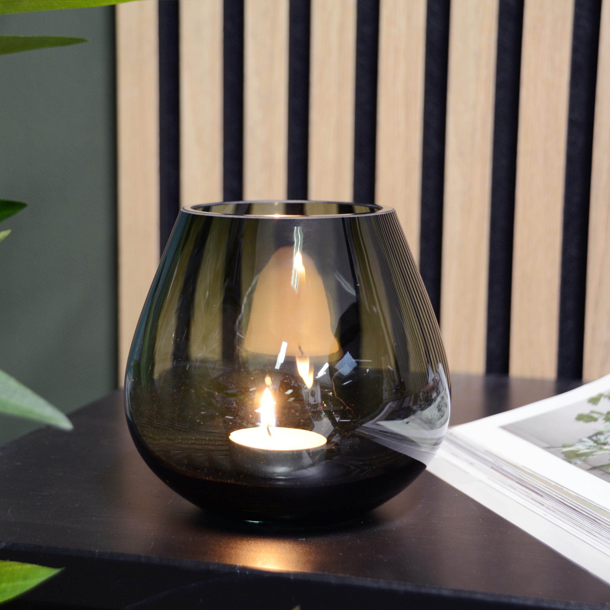 Tasman smoked grey vaas/waxinelichthouder - H11,5 - Afbeelding 2