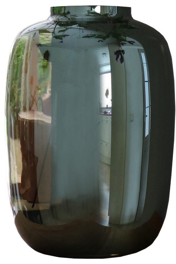 Glossy spiegel vaas grijs 35 cm