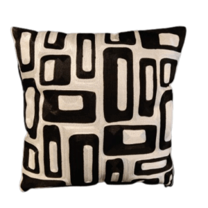 Grafisch kussen zwart/naturel - 50x50 cm