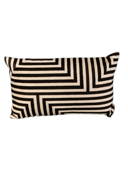 Kussen zwart/wit gestreept - 50x30 cm - Afbeelding 2