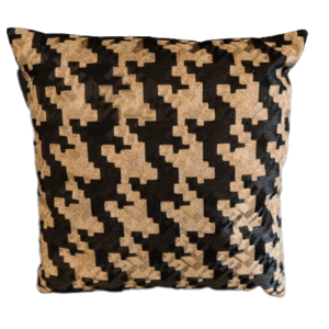 Pied-de-poule print kussen zwart/goud - 50x50 cm