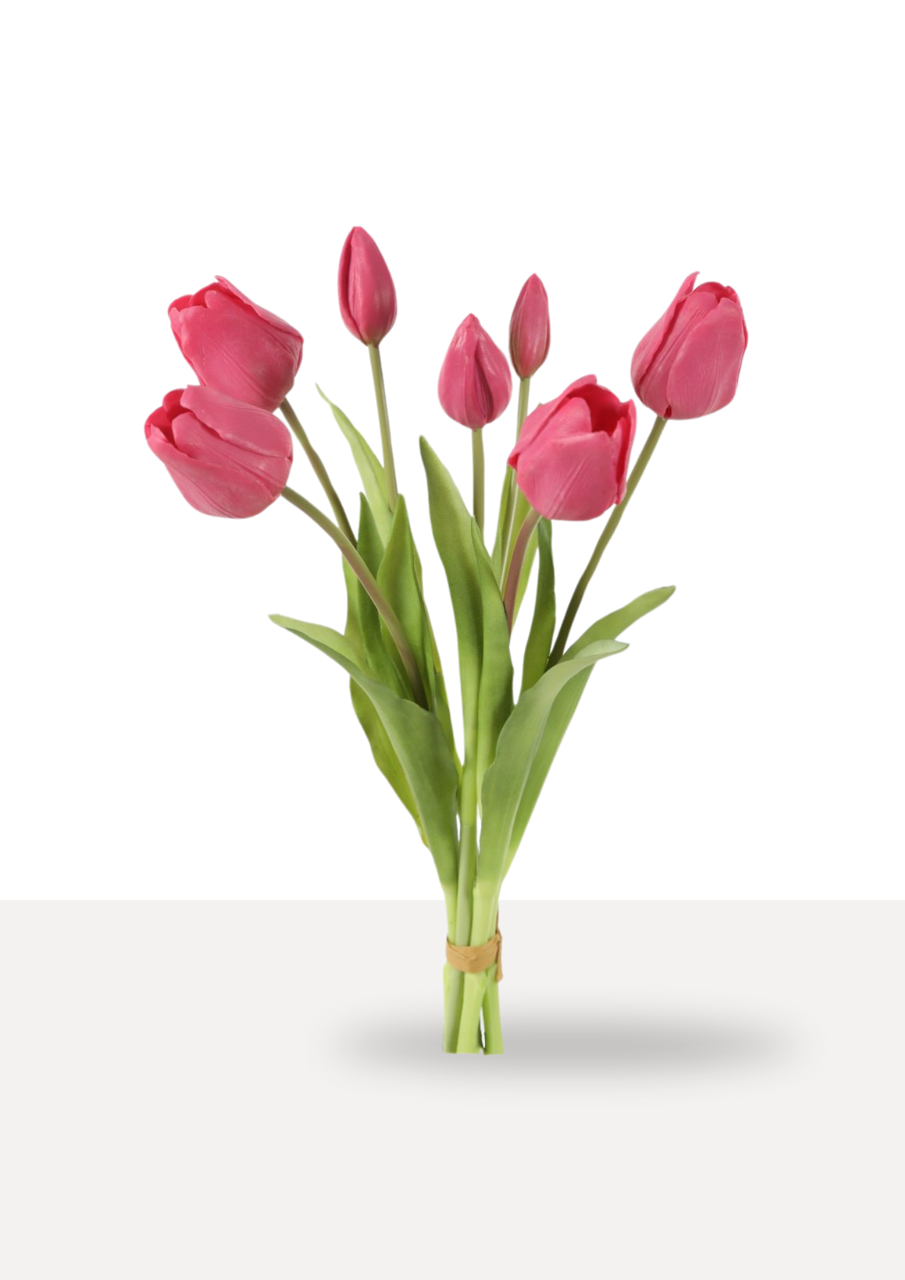 Bosje tulpen fuchsia roze H 41 cm Real touch