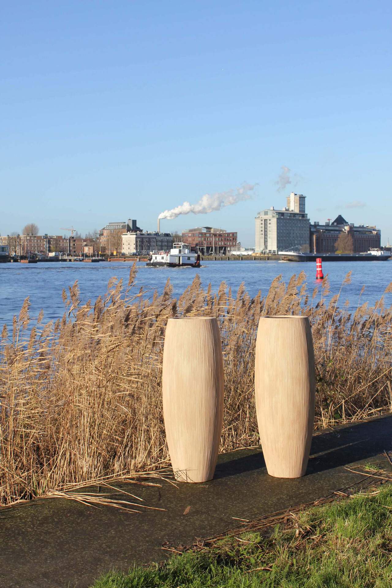 Smalle bloempot vaas Surabaja stripe hoogte 100 cm VTW - Afbeelding 2