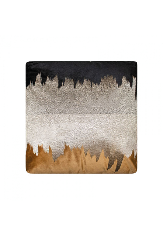 Kussen zilver/zwart/goud velvet 50x50 cm