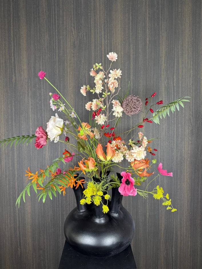 Zijdenbloemen boeket Alix voor in de toetervaas