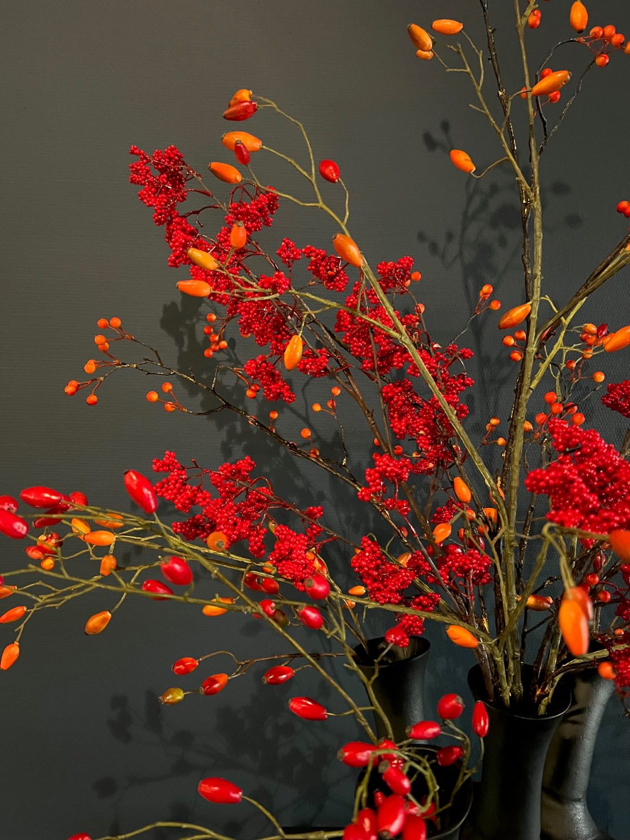 Zijden bessenboeket voor in de 5 mouth toetervaas - Afbeelding 3