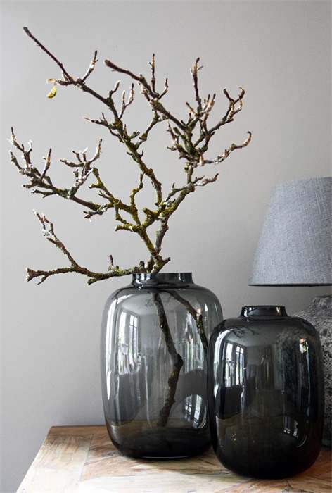 Glazen vaas grijs smoked grey H29 - Afbeelding 2