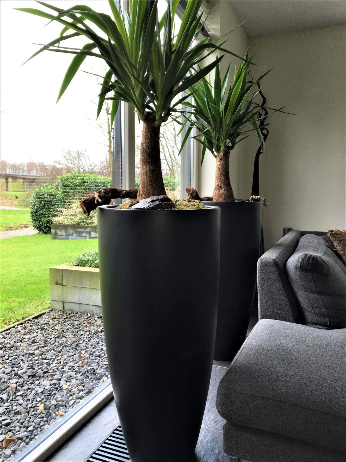 Bloempot / vaas Kenny zwart hoogte 100 cm VTW - Afbeelding 4