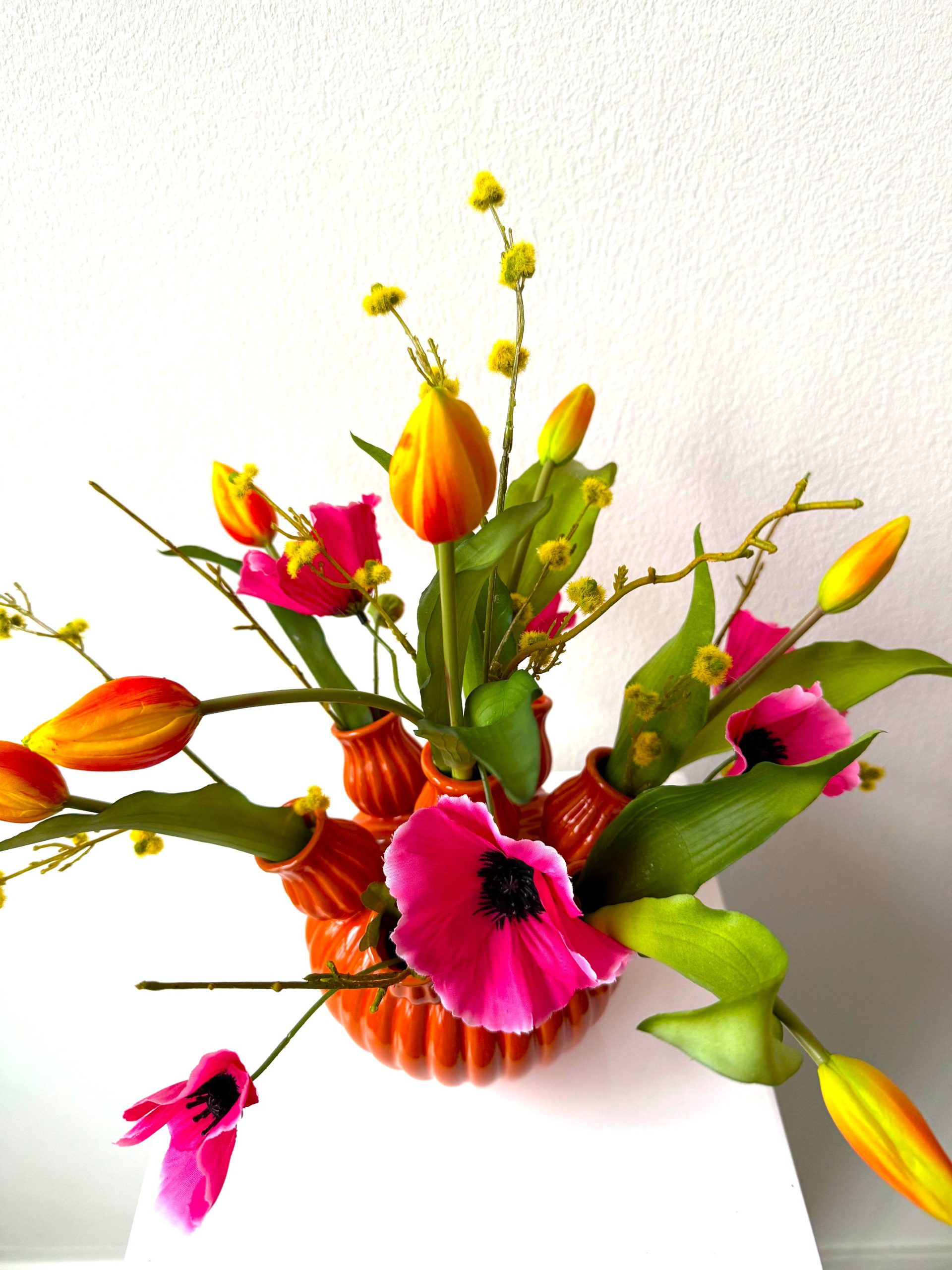 Zijdenbloemen boeketje Fee incl tulpenvaasje - Afbeelding 3