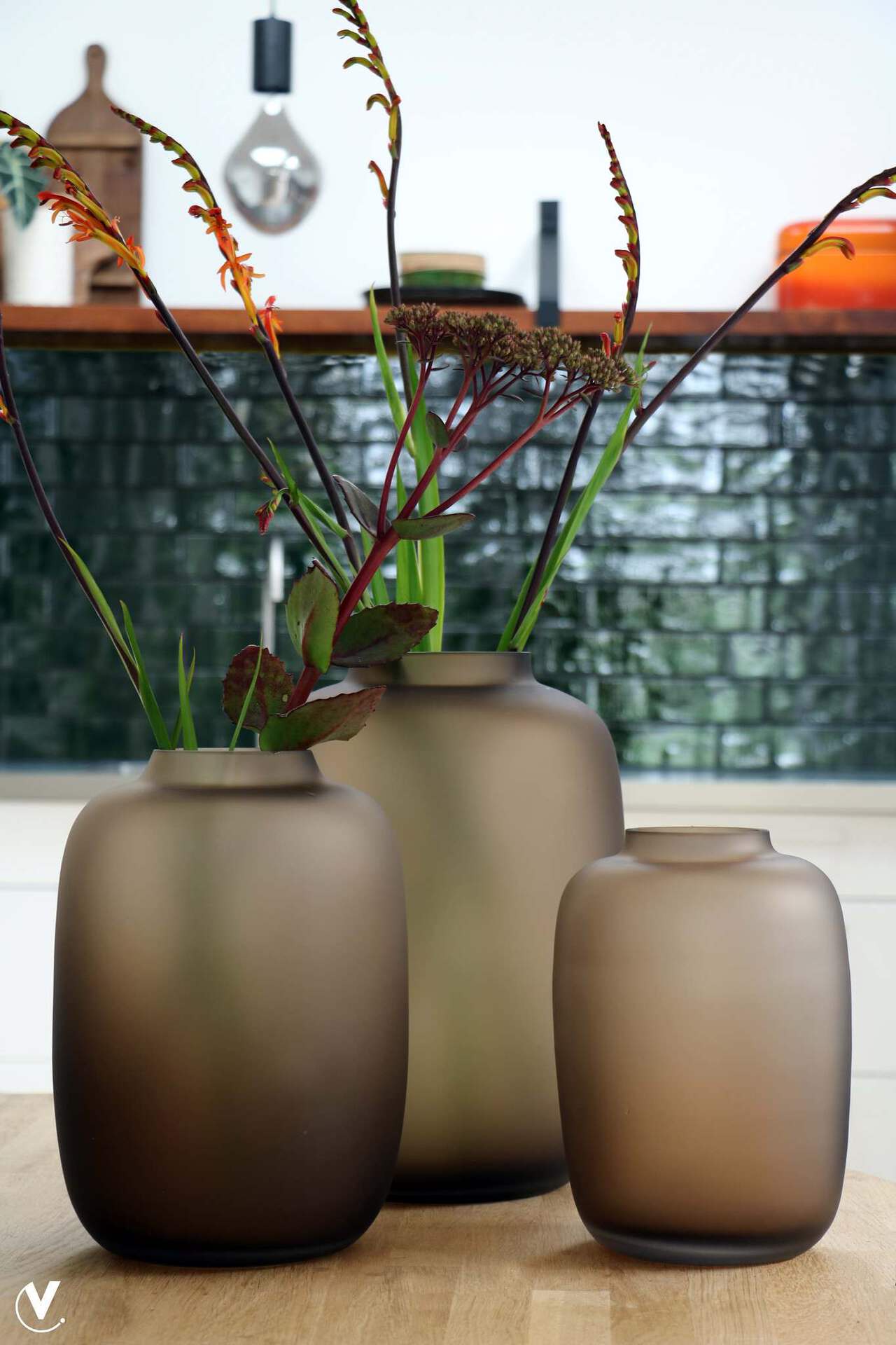 Glazen vaas mat beige zand M - H29 - Afbeelding 4