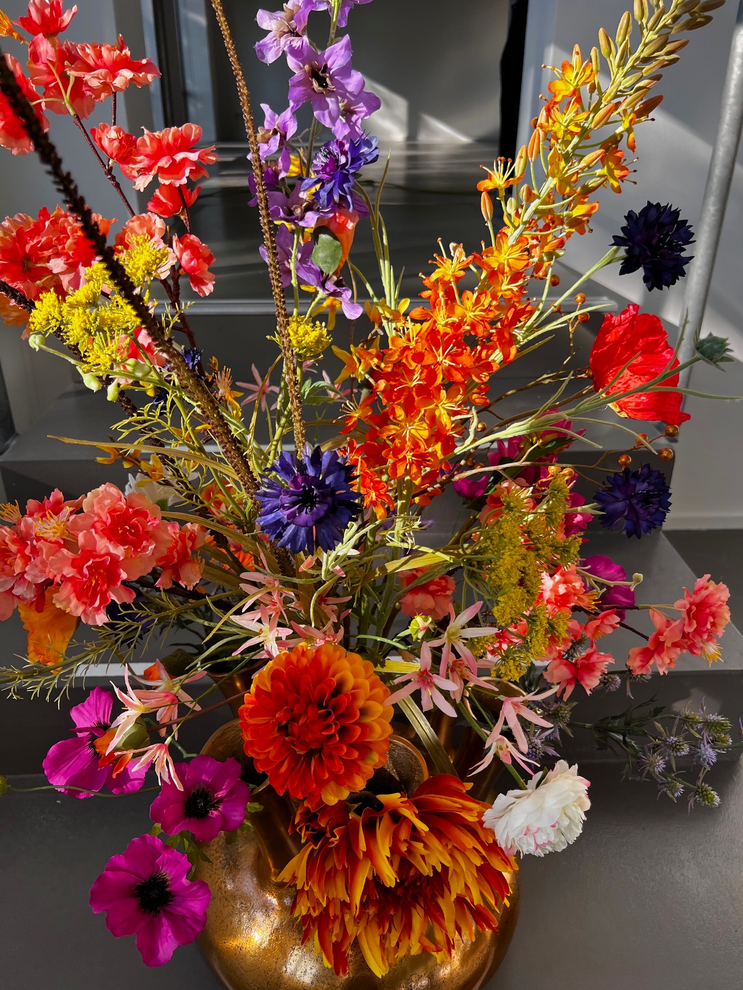 Zijdenbloemen boeket Coco voor in de toetervaas 7 mouth - Afbeelding 4