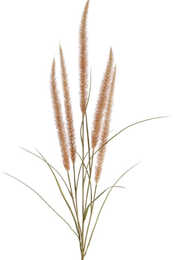 Lampepoetser met 5 gevlokte bloemen bruin - H135 cm