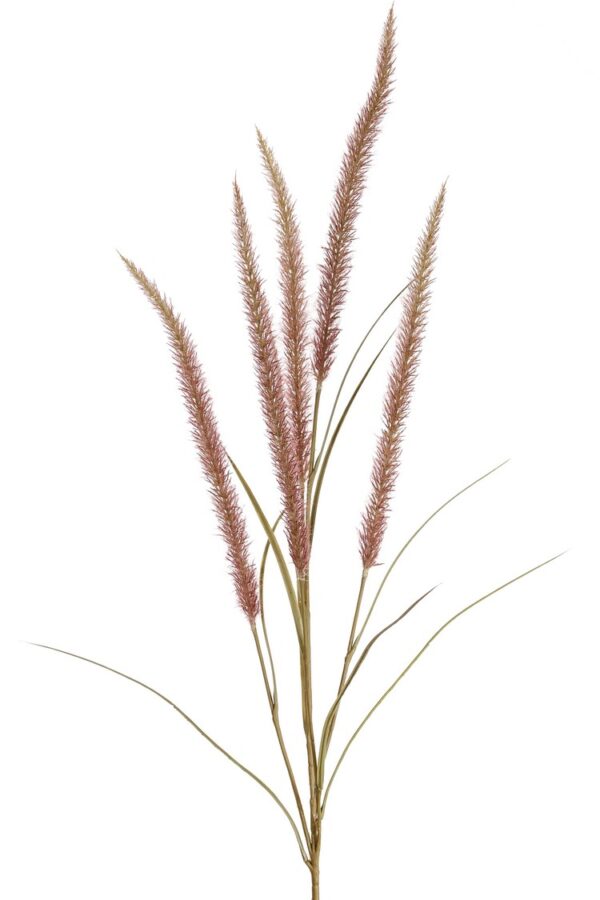 Lampepoetser met 5 gevlokte bloemen paars - H135 cm