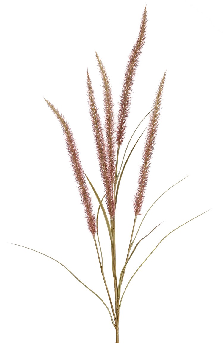 Lampepoetser met 5 gevlokte bloemen paars - H135 cm