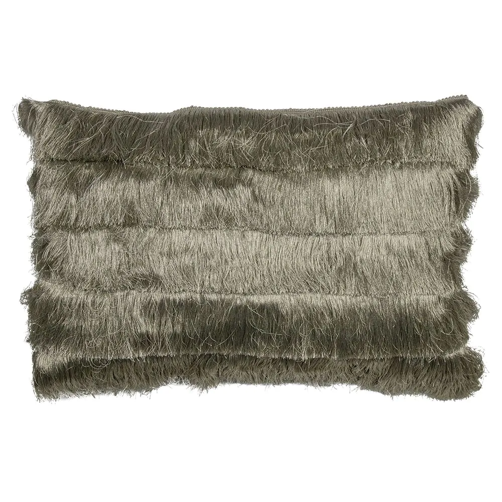Kussen met franjes taupe - Large